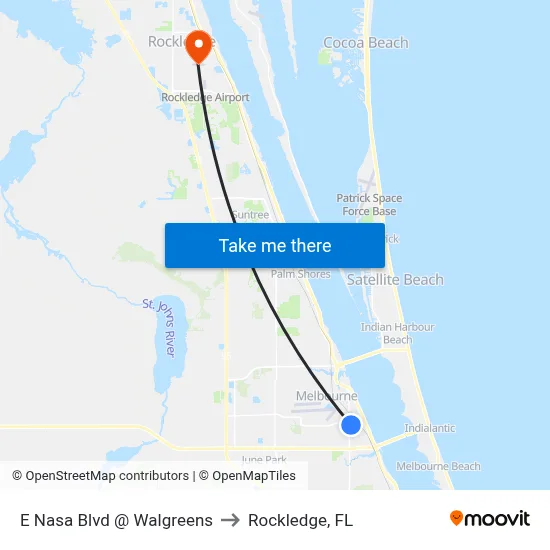 E Nasa Blvd @ Walgreens to Rockledge, FL map