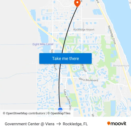 Government Center @ Viera to Rockledge, FL map