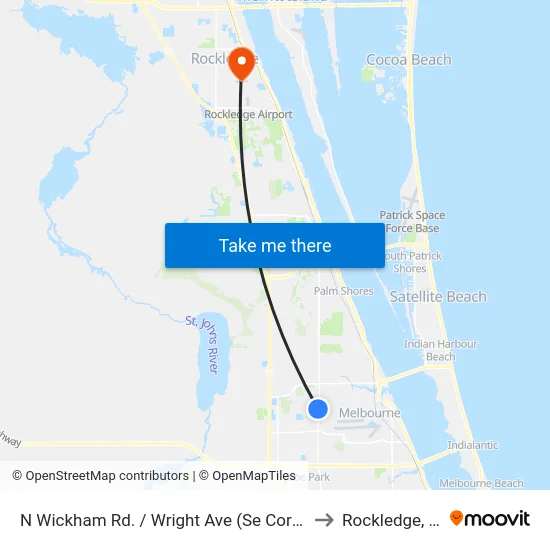 N Wickham Rd. / Wright Ave (Se Corner) to Rockledge, FL map