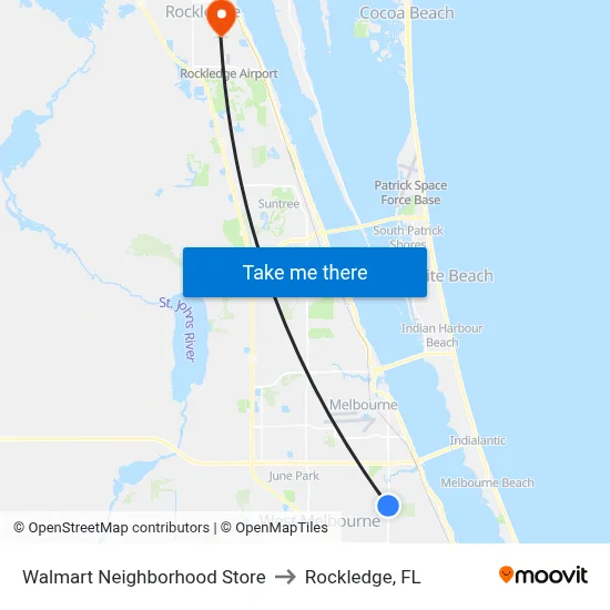 Walmart Neighborhood Store to Rockledge, FL map