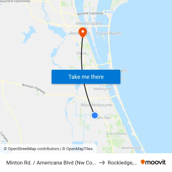 Minton Rd. / Americana Blvd (Nw Corner) to Rockledge, FL map