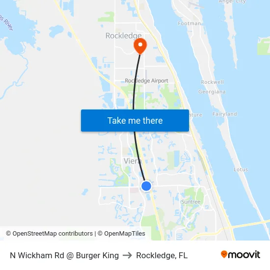 N Wickham Rd @ Burger King to Rockledge, FL map