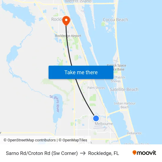 Sarno Rd/Croton Rd (Sw Corner) to Rockledge, FL map
