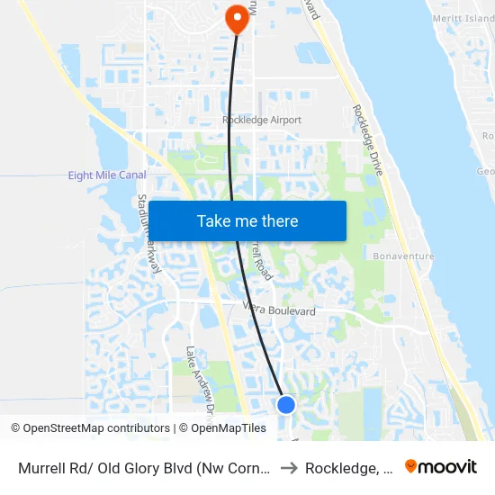 Murrell Rd/ Old Glory Blvd (Nw Corner) to Rockledge, FL map