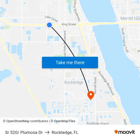 Sr 520/ Plumosa Dr to Rockledge, FL map