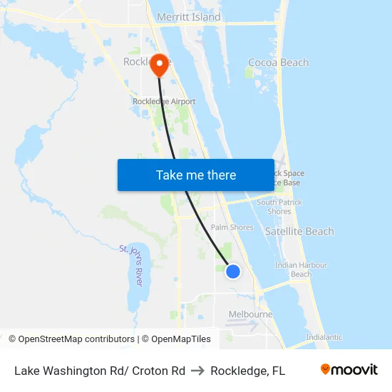 Lake Washington Rd/ Croton Rd to Rockledge, FL map