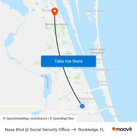 Nasa Blvd @ Social Security Office to Rockledge, FL map
