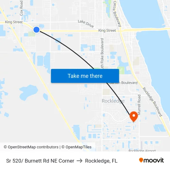 Sr 520/ Burnett Rd NE Corner to Rockledge, FL map