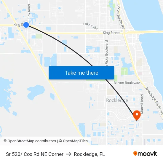 Sr 520/ Cox Rd NE Corner to Rockledge, FL map