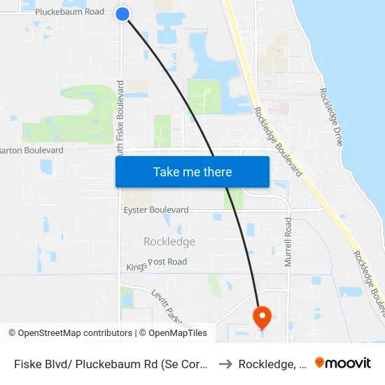 Fiske Blvd/ Pluckebaum Rd (Se Corner) to Rockledge, FL map