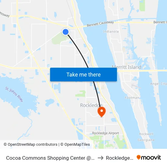 Cocoa Commons Shopping Center @ Publix to Rockledge, FL map