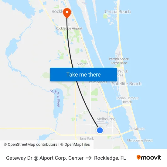 Gateway Dr @ Aiport Corp. Center to Rockledge, FL map