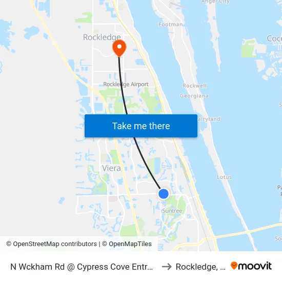N Wckham Rd @ Cypress Cove Entrance to Rockledge, FL map
