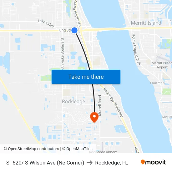 Sr 520/ S Wilson Ave (Ne Corner) to Rockledge, FL map
