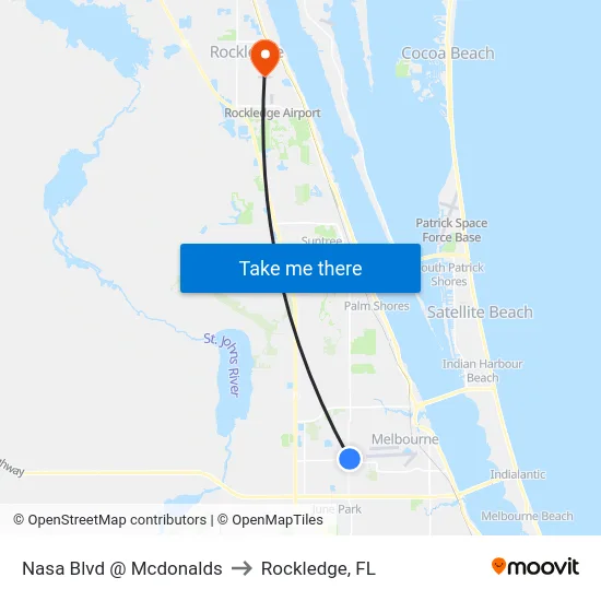 Nasa Blvd @ Mcdonalds to Rockledge, FL map