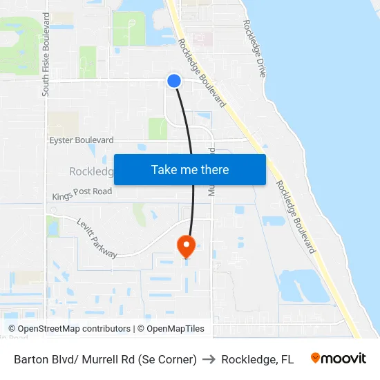 Barton Blvd/ Murrell Rd (Se Corner) to Rockledge, FL map