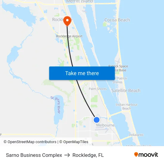 Sarno Business Complex to Rockledge, FL map