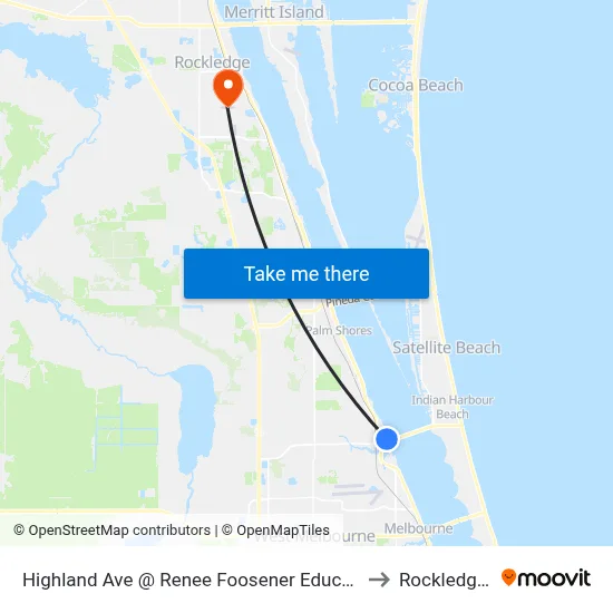 Highland Ave @ Renee Foosener Education Center to Rockledge, FL map