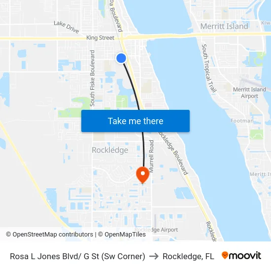 Rosa L Jones Blvd/ G St (Sw Corner) to Rockledge, FL map