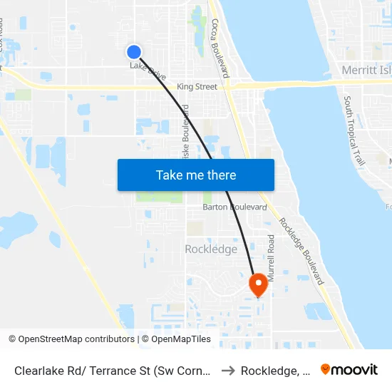 Clearlake Rd/ Terrance St (Sw Corner) to Rockledge, FL map