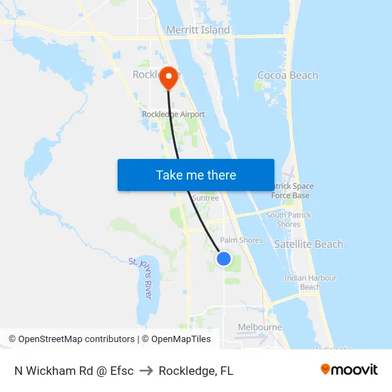 N Wickham Rd @ Efsc to Rockledge, FL map