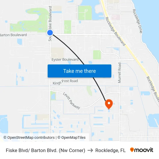 Fiske Blvd/ Barton Blvd. (Nw Corner) to Rockledge, FL map