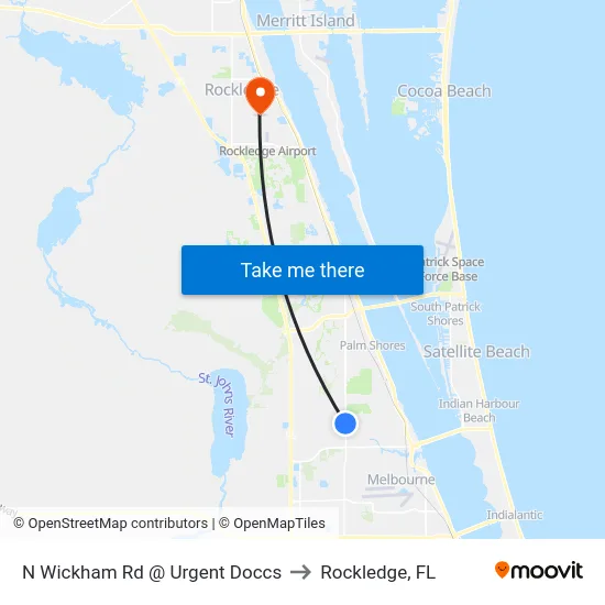 N Wickham Rd @ Urgent Doccs to Rockledge, FL map