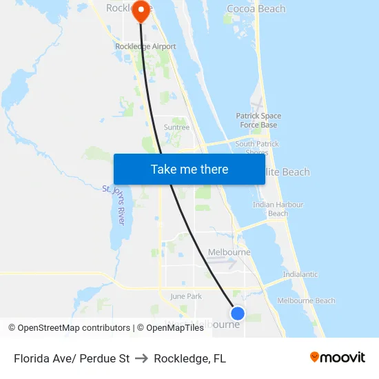 Florida Ave/ Perdue St to Rockledge, FL map