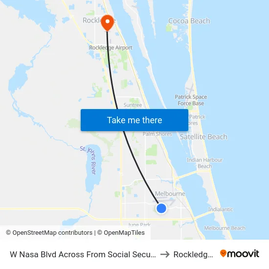 W Nasa Blvd Across From Social Security Office to Rockledge, FL map