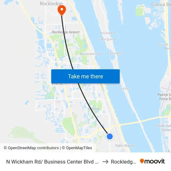 N Wickham Rd/ Business Center Blvd (Se Corner) to Rockledge, FL map