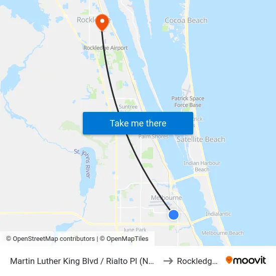 Martin Luther King Blvd / Rialto Pl (Nw Corner) to Rockledge, FL map