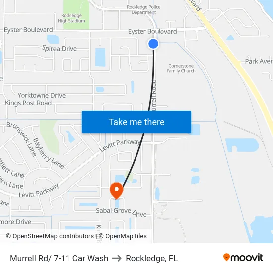 Murrell Rd/ 7-11 Car Wash to Rockledge, FL map