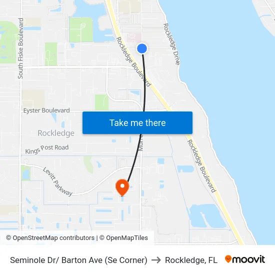 Seminole Dr/ Barton Ave (Se Corner) to Rockledge, FL map