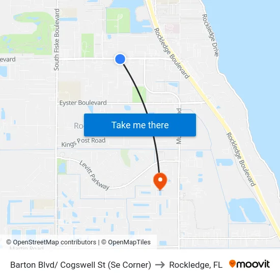 Barton Blvd/ Cogswell St (Se Corner) to Rockledge, FL map