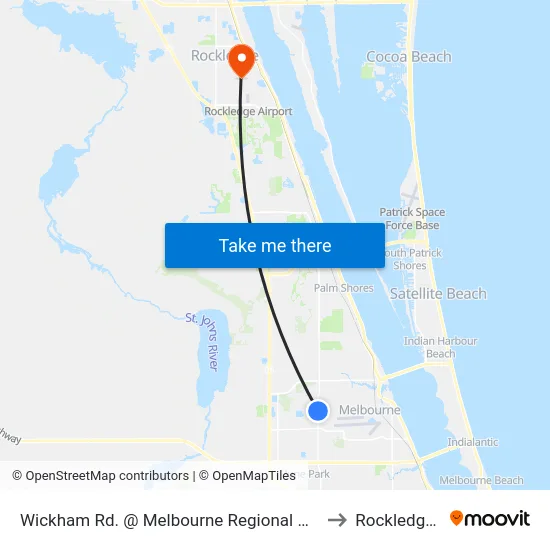 Wickham Rd. @ Melbourne Regional Medical Ctr to Rockledge, FL map