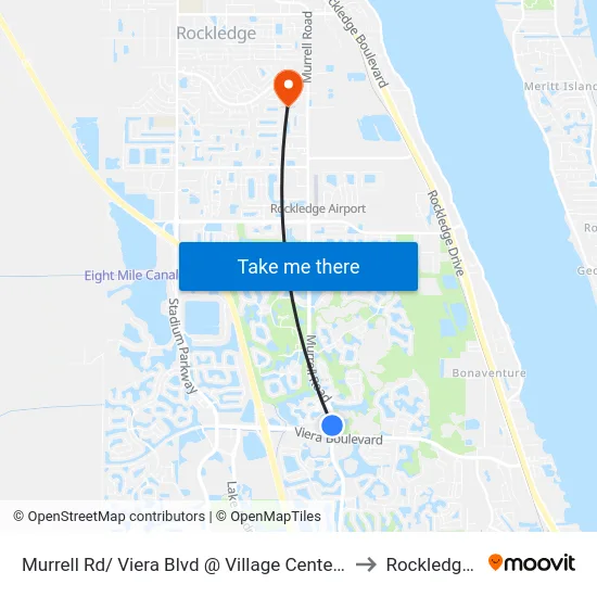 Murrell Rd/ Viera Blvd @ Village Center Driveway to Rockledge, FL map