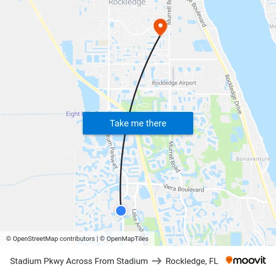 Stadium Pkwy Across From Stadium to Rockledge, FL map