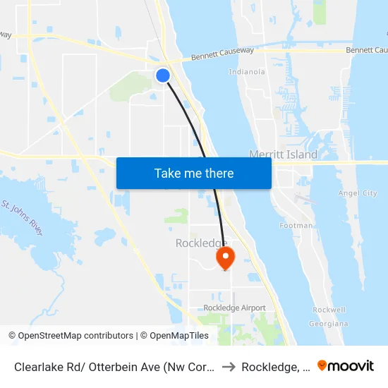 Clearlake Rd/ Otterbein Ave (Nw Corner) to Rockledge, FL map