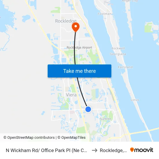 N Wickham Rd/ Office Park Pl (Ne Corner) to Rockledge, FL map