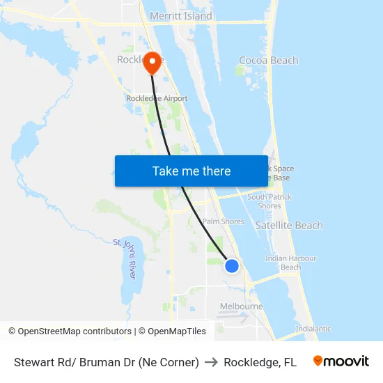 Stewart Rd/ Bruman Dr (Ne Corner) to Rockledge, FL map