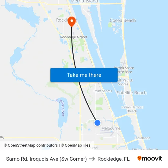 Sarno Rd. Iroquois Ave (Sw Corner) to Rockledge, FL map
