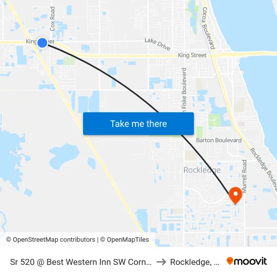 Sr 520 @ Best Western Inn SW Corner to Rockledge, FL map