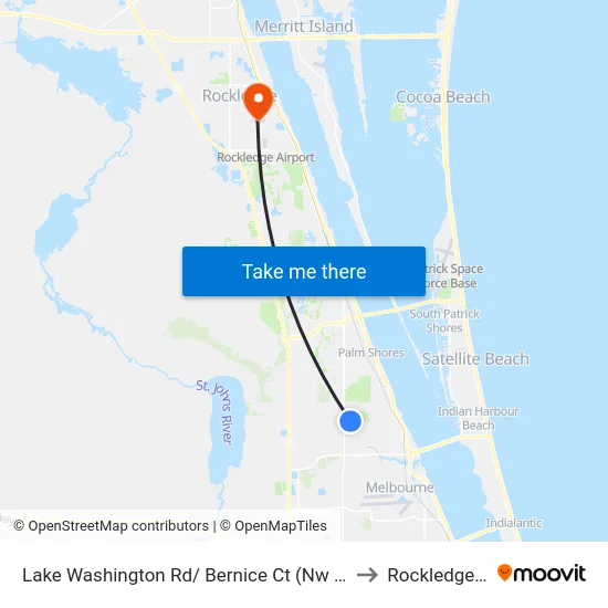 Lake Washington Rd/ Bernice Ct (Nw Corner) to Rockledge, FL map