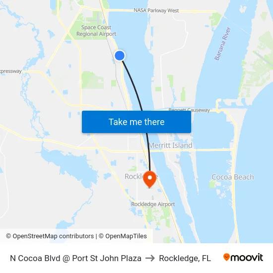 N Cocoa Blvd @ Port St John Plaza to Rockledge, FL map
