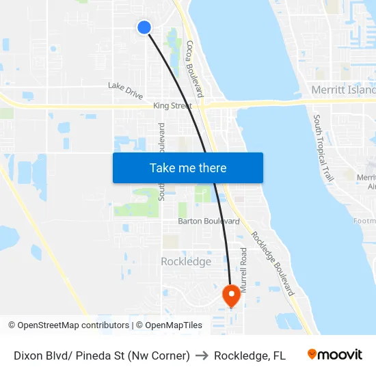 Dixon Blvd/ Pineda St (Nw Corner) to Rockledge, FL map
