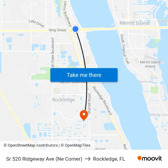 Sr 520 Ridgeway Ave (Ne Corner) to Rockledge, FL map
