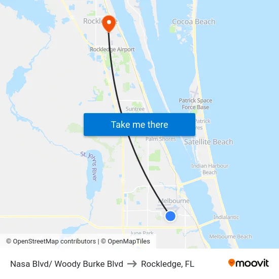 Nasa Blvd/ Woody Burke Blvd to Rockledge, FL map