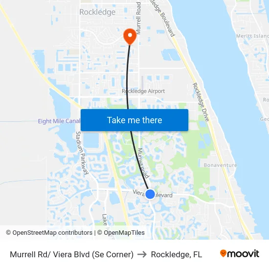 Murrell Rd/ Viera Blvd (Se Corner) to Rockledge, FL map