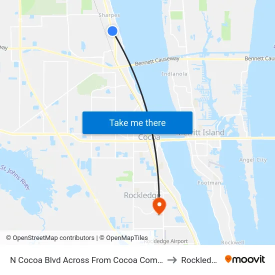 N Cocoa Blvd Across From Cocoa Commercial Center to Rockledge, FL map