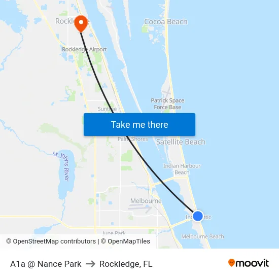 A1a @ Nance Park to Rockledge, FL map